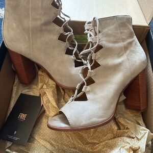Frye lace up ankle booties - color Ash suede slight wear